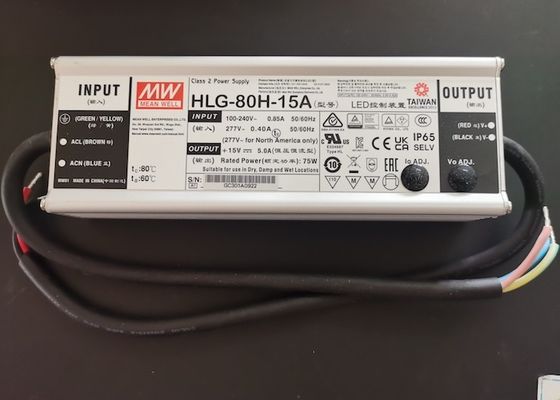 Waterproof IP65 LED Driver 60w 75w 80w HLG-80H-15A 15V 5A Constant Current / Voltage