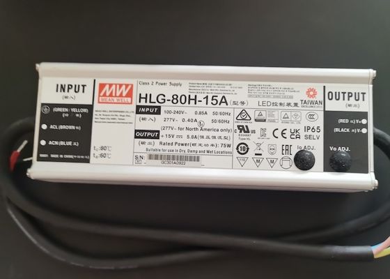 يعني جيدا HLG-80H-15A 75 واط 15 فولت 5A IP65 LED سائق الجهد المستمر والتيار المستمر LED التيار الكهربائي