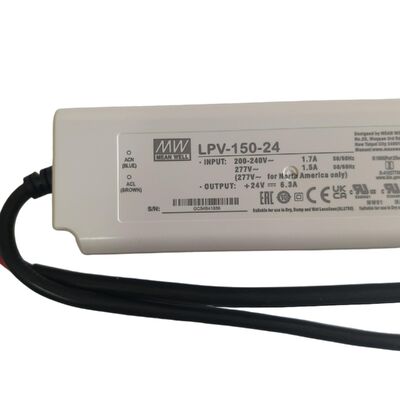 مصدر طاقة مقاوم للماء بمخرج واحد 150 وات 24 فولت IP67 للإضاءة الداخلية LED
