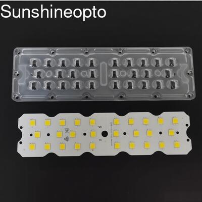 100W 12PCS 7070 LED PCB Board مع 158 × 103 درجة النوع الثاني شركة إضاءة الطرق LED الضوئية