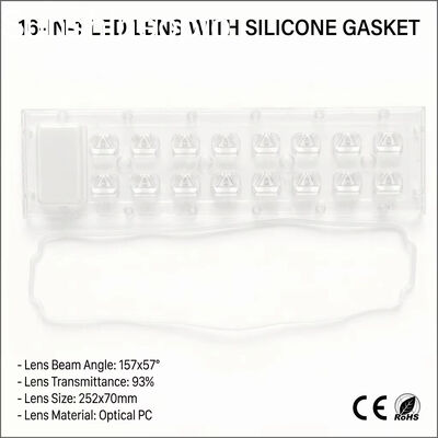 عدسة صفيف LED IP65 مقاومة للماء مقاس 252 × 70 مم، عدسة PC بصرية لوحدات إضاءة الشوارع LED