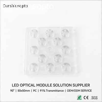 عدسة LED عالية خليج 90 درجة لعدسة SMD 3030/5050 LEDs من الدرجة البصرية PC مع نفاذية 91٪