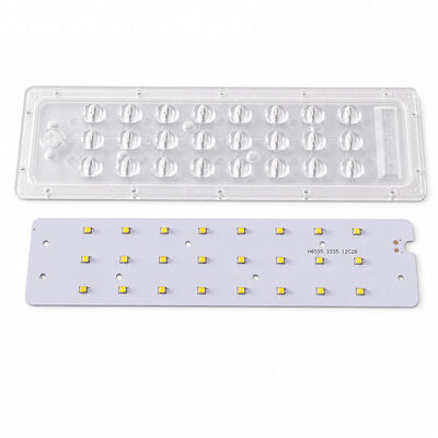 غطاء وحدة إضاءة الشارع LED 24 وات 45 × 143 درجة عدسة كمبيوتر بصرية غير متماثلة مع لوحة SMD 3535 LED PCB